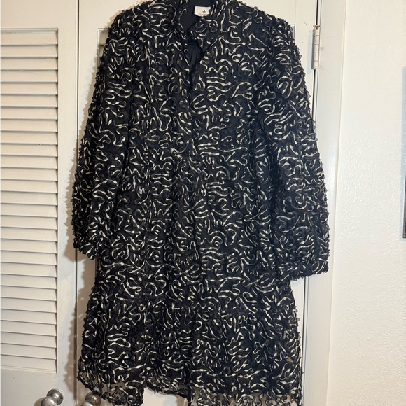 Tuckernuck Black and Gold Organza Palmerston Dress - Picture 1 of 9